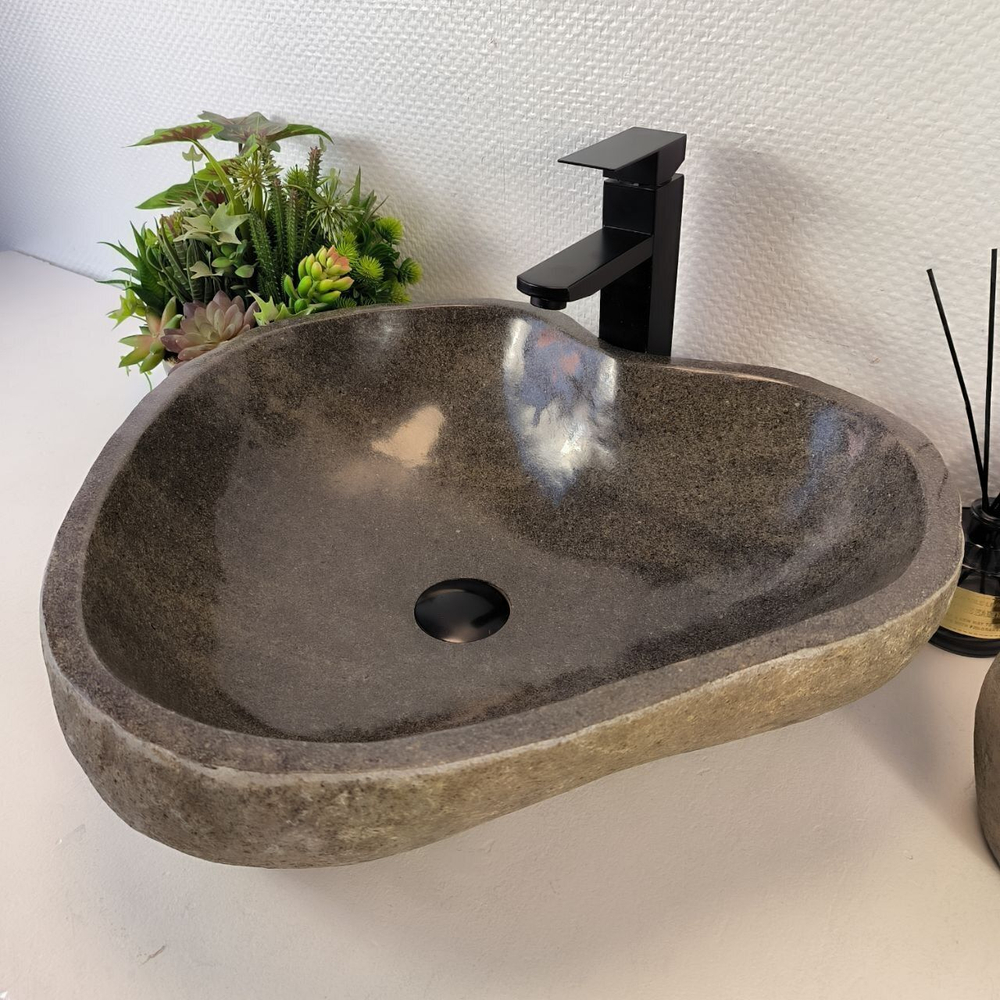 Каменная раковина из речного камня RS-05380 (53*49*15) 0857 из натурального камня