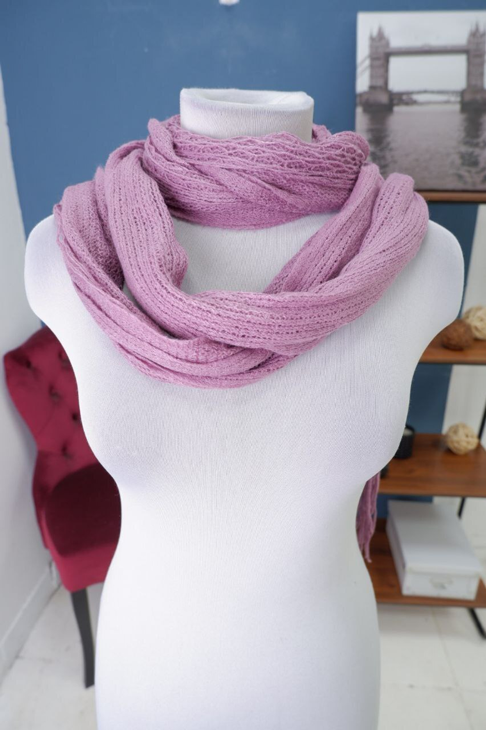 Шарф шерстяной длинный