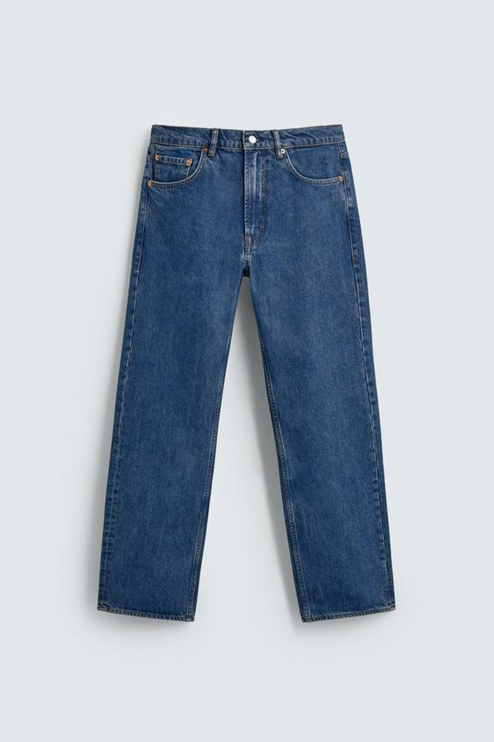 ZARA ДЖИНСЫ STRAIGHT ДЛИНОЙ ДО ЩИКОЛОТКИ, СИНИЙ