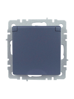 BRITE Розетка 1-местная с заземлением с защитными шторками и крышкой 16А IP44 РСбш10-3-44-БрМ маренго IEK