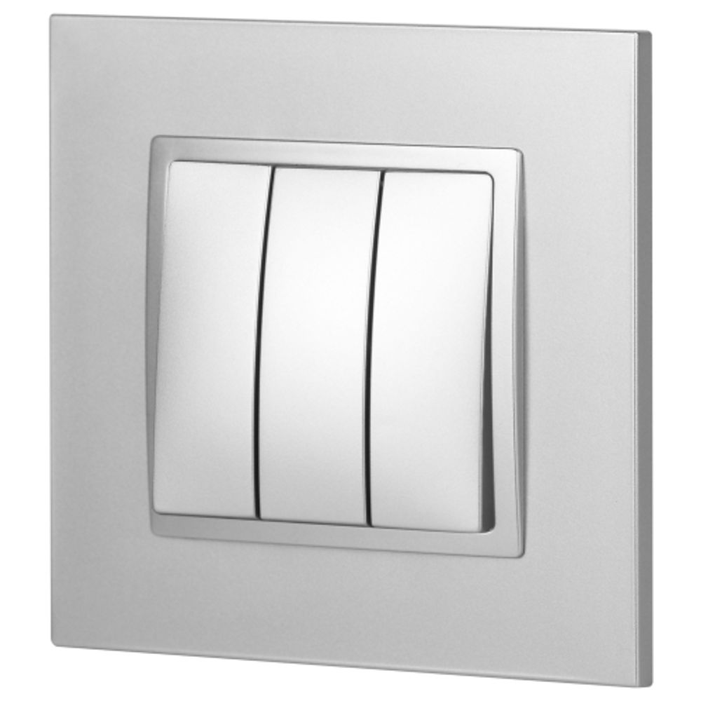 Выключатель ЭРА Elegance 14-1107-03 тройной 10АХ-250В IP20 алюминий | Эра Elegance