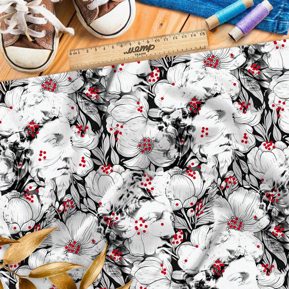 Ткань премиум шифон призрачные цветочные орнаменты