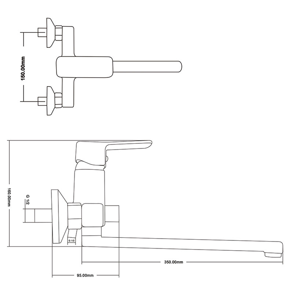 Смеситель для ванны Melodia della vita Etude картридж д.35 мм, длинный излив 35 см MDV30041