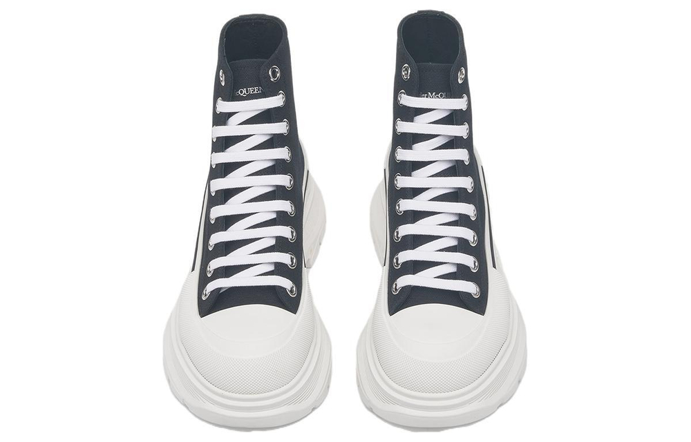 Alexander McQueen Alexander McQueen Tread Slick cloth all-match Comfortable platform shoes Men's black and white