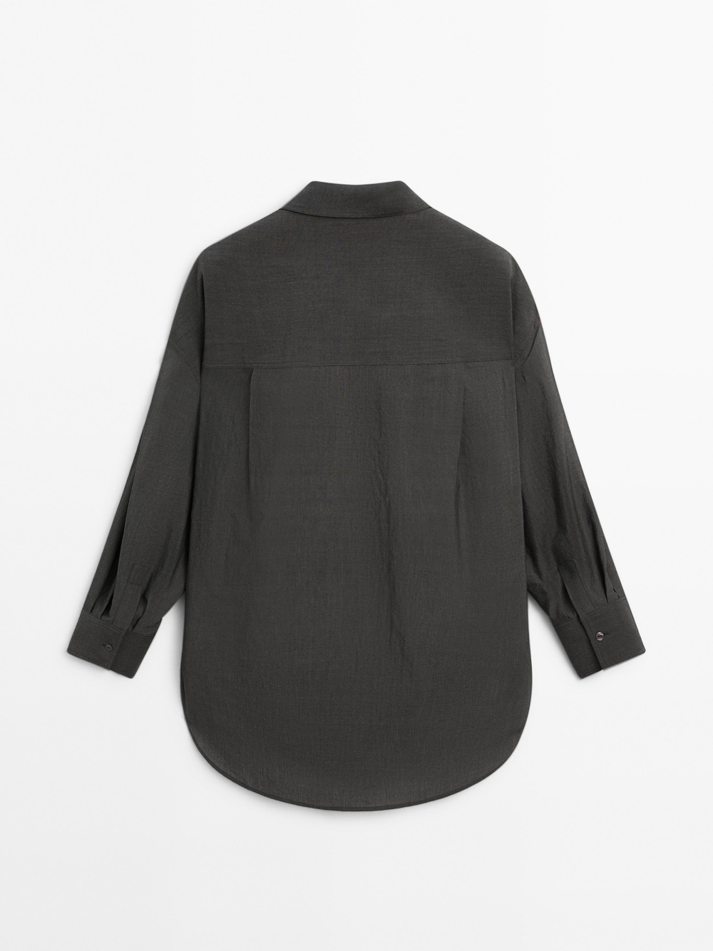 Massimo Dutti Рубашка оверсайз из смесового хлопка, антрацитово-серый
