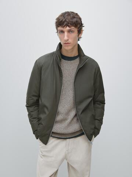 Massimo Dutti Легкая водоотталкивающая стеганая куртка, серо-зеленый