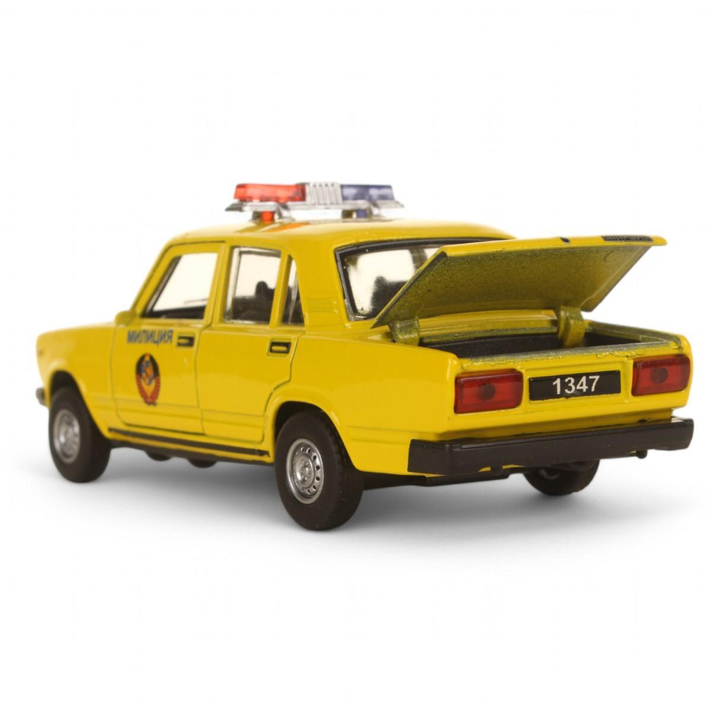 Модель ин. мет. "Ваз-2107. Полиция" 12см, дв, баг, желтый, коробка 2107-12SLPOL-YE (Технопарк)