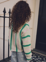 Кардиган вязаный с воротником для девочки Next E25-053, Кремовый, Зеленый