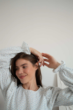 Платье Муза из фланели, Белый с нежными веточками