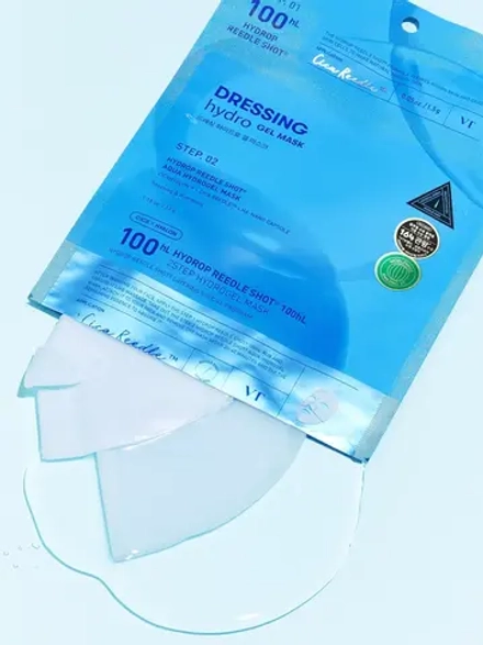 VT Cosmetics Двухступенчатая гидрогелевая маска с микроиглами для сияния и гладкости кожи Hydrop Reedle Shot 100hL 2Step Hydrogel Mask 1.5+33 гр