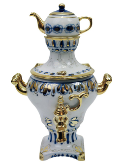 Статуэтка "Самовар с заварочным чайничком" Гжель