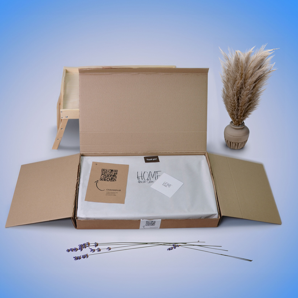 Столик поднос деревянный на ножках складной для завтрака и для кухни белый