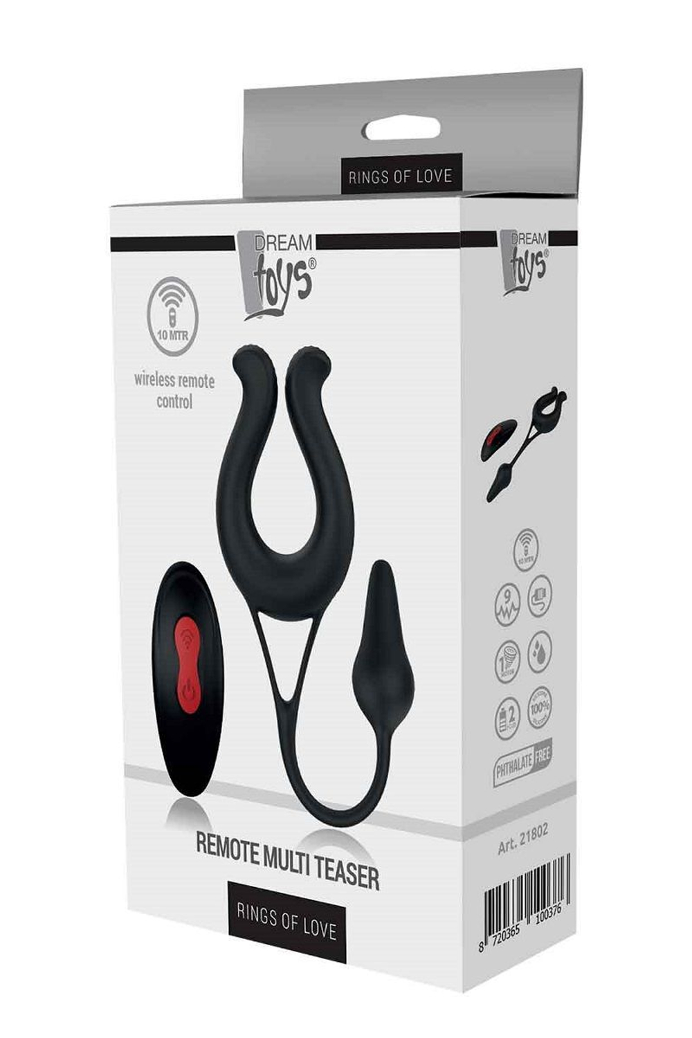 Черная эрекционная подкова с анальным стимулятором Remote Multi Teaser (Цвет: черный)