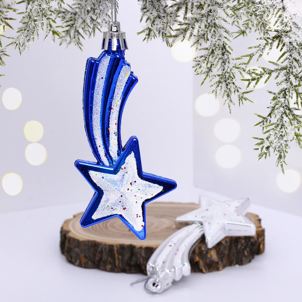 Ёлочные игрушки «Комета яркая» 9,5см микс цветов (набор 2шт)