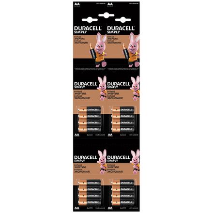 Батарейки Duracell Simply, АA LR6 4х4BL, 4шт/упак, отрывной набор