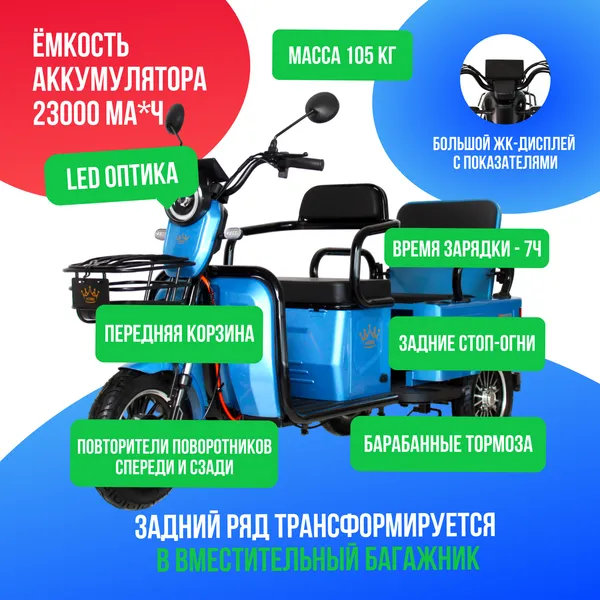 Электроскутер IKINGI SIBTRIKE MAX 1000W (60V/25Ah) фото №4