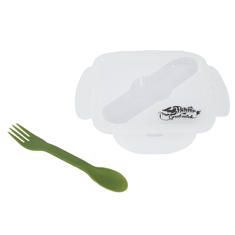 Контейнер силиконовый Tramp с ловилкой 1000 мл TRC-145 (оливковый)