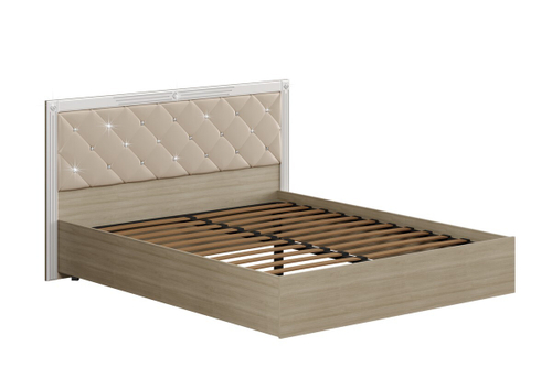 АМЕЛИ кровать мягкий щиток с ортопедом (исп. А) Корпус - Дуб Сонома светлый Кожзам.- Родео 050 (Белая)