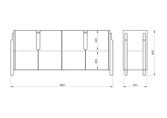 Комод Basic 4 двери ширина 180 см (серо-бежевый)
