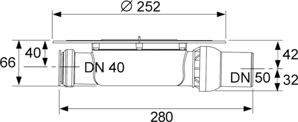 Сифон TECEdrainpoint S DN 50, низкий, с универсальным фланцем Seal System