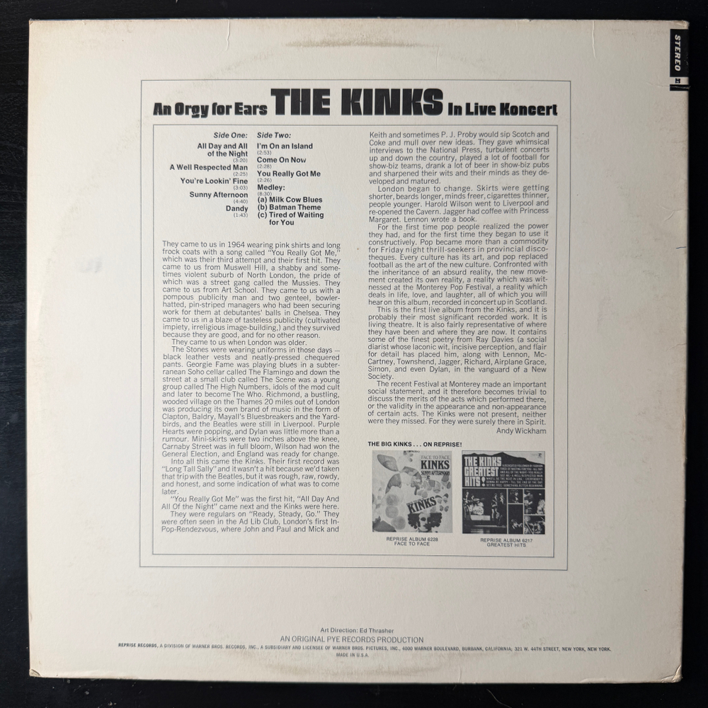 The Kinks ‎– The Live Kinks (США 1977г.) Т