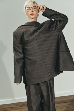 ZARA БЛЕЙЗЕР ОВЕРСАЙЗ С МНОГОПОЗИЦИОННОЙ ПУГОВИЦЕЙ, ПЫЛЬНЫЙ ХАКИ