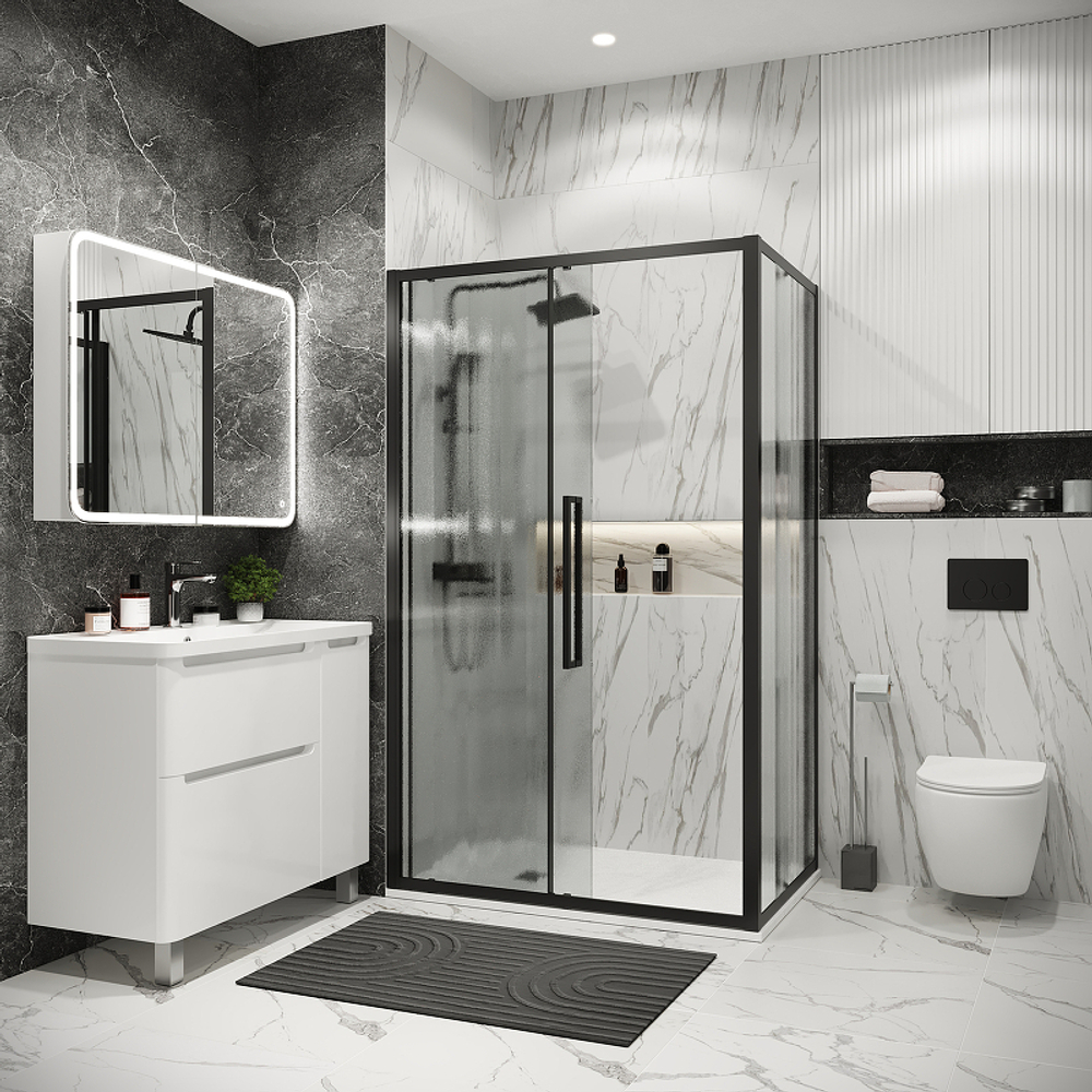 Душевой уголок Grossman Cosmo 120х90 120.K33.02.1290.21.02 профиль Черный матовый стекло шиншилла