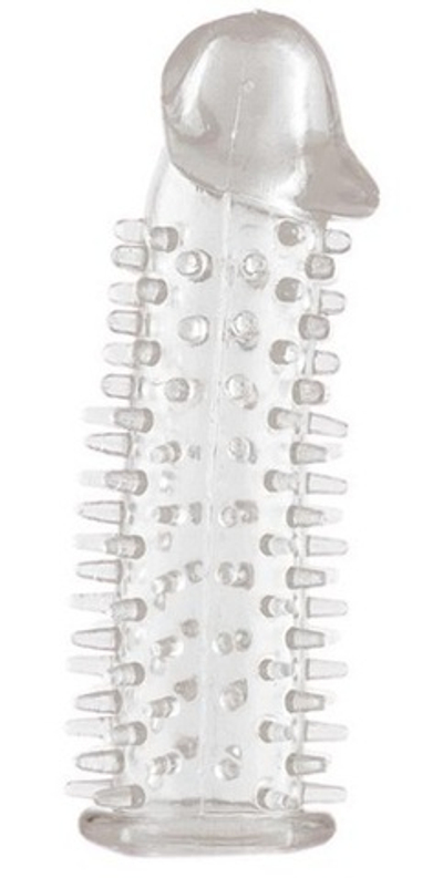 Прозрачная насадка на половой член с закрытой головкой и шипами
