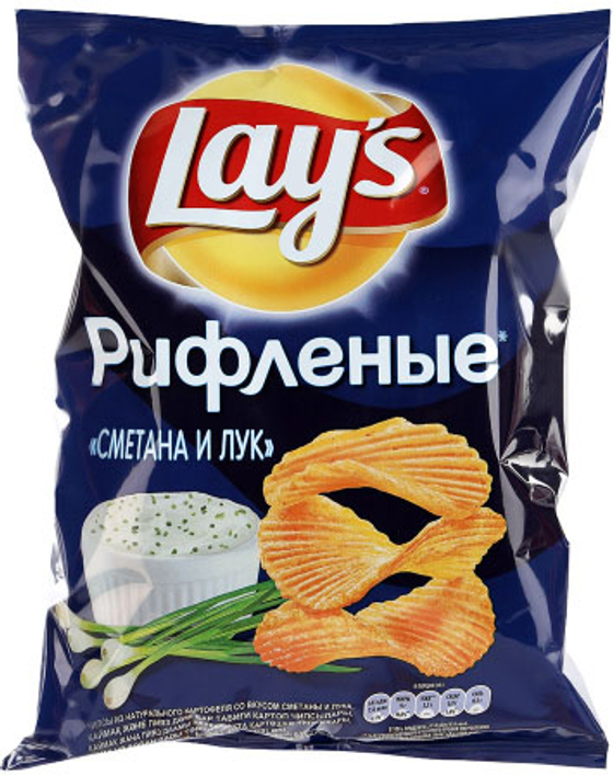 Чипсы Lays 140 гр Сметана-лук рифл (19)