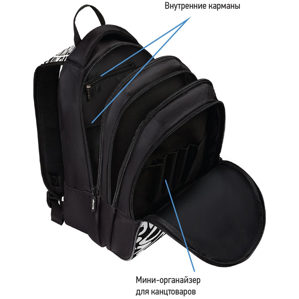 Рюкзак Berlingo inStyle "Monochrome" 41*27*20см, 3 отделения, 1 карман, эргономичная спинка