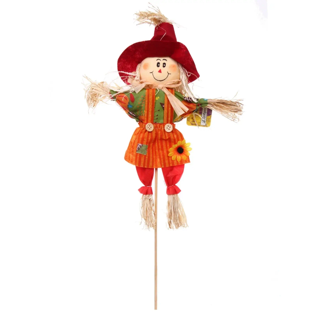 Фигура садовая «Пугало - Варя» в бордовой шляпе 40 (55) см ДоброСад