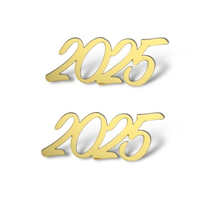 Топпер Торец "2025" №1, золото, акрил, 2 шт