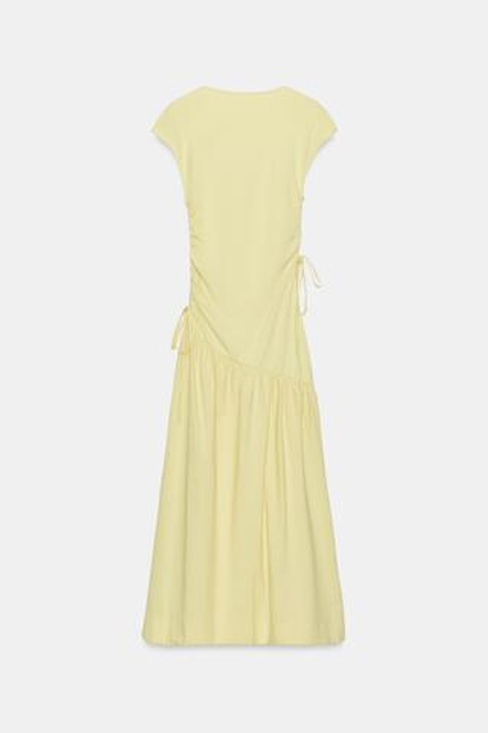 ZARA ПЛАТЬЕ АСИММЕТРИЧНОГО КРОЯ СО СБОРКАМИ, ЖЕЛТЫЙ