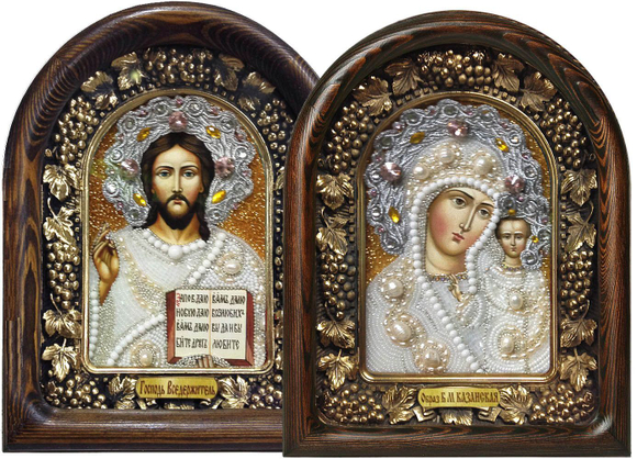 Икона Венчальная пара бисер