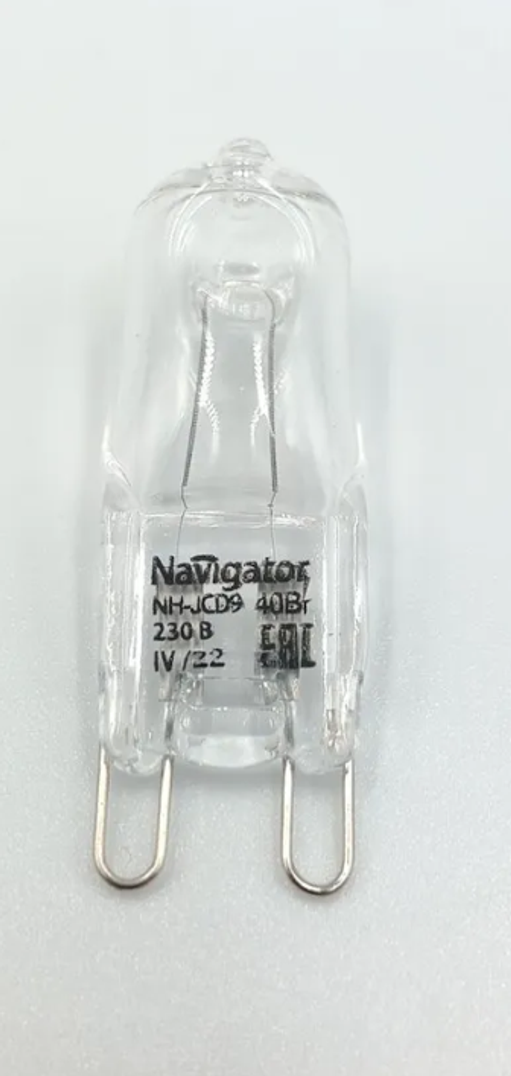 Галогеновая лампочка Navigator JCD G9 230V 40W прозрачная NH-JCD9-40-230-G9-CL