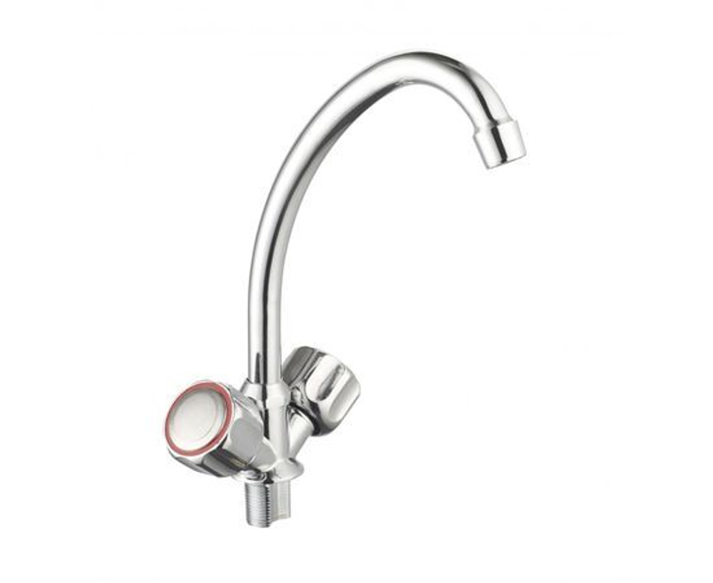 Смеситель для кухни поворотный излив 20см, керам. кран-буксы 1/2, хром, цинк, SK01-T213 СоюзКран (1/20)