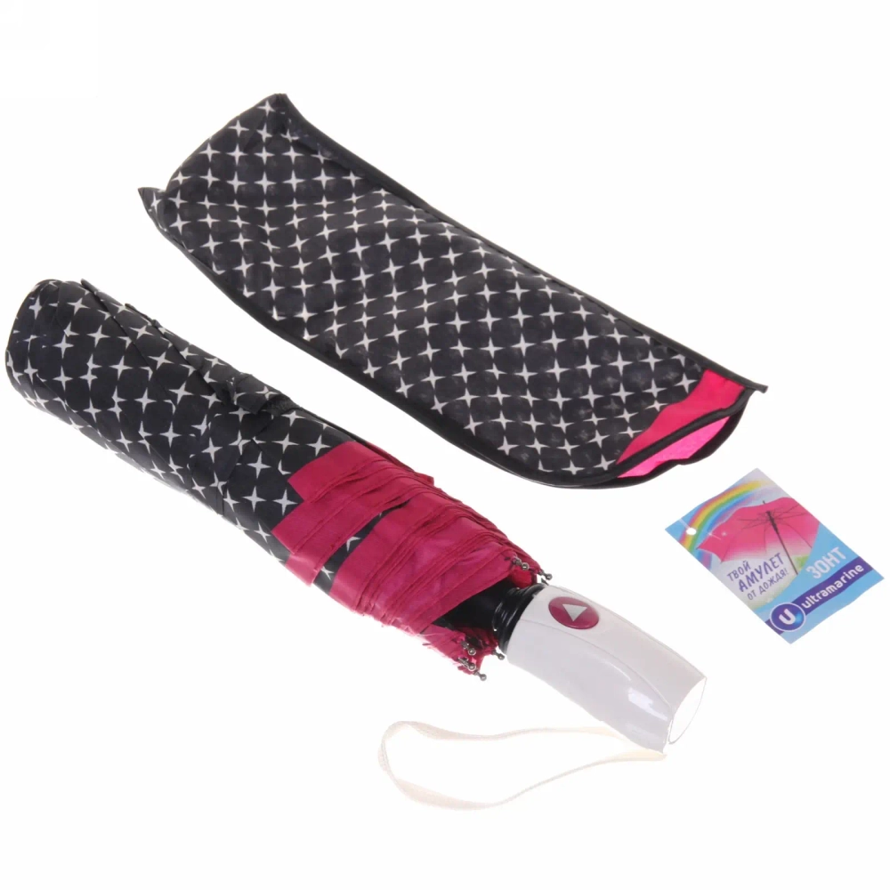 Зонт женский полуавтомат «Ультрамарин - Ореон», цвет микс, 8 спиц, d-100см, длина в слож. виде 30см