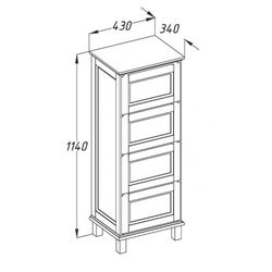 Пенал напольный Opadiris Гарда 43х114х34см, цвет: cлоновая кость схема
