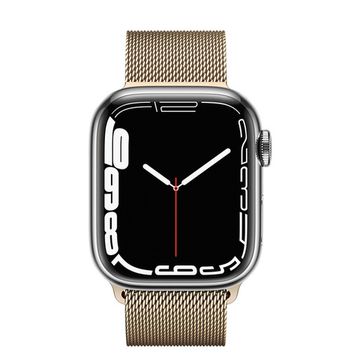 Apple Watch Series 7 (GPS + Cellular) Silver Stainless Steel Case with  Gold Milanese Loop 45mm