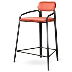 Полубарный стул Ror, Round, темно-красный велюр