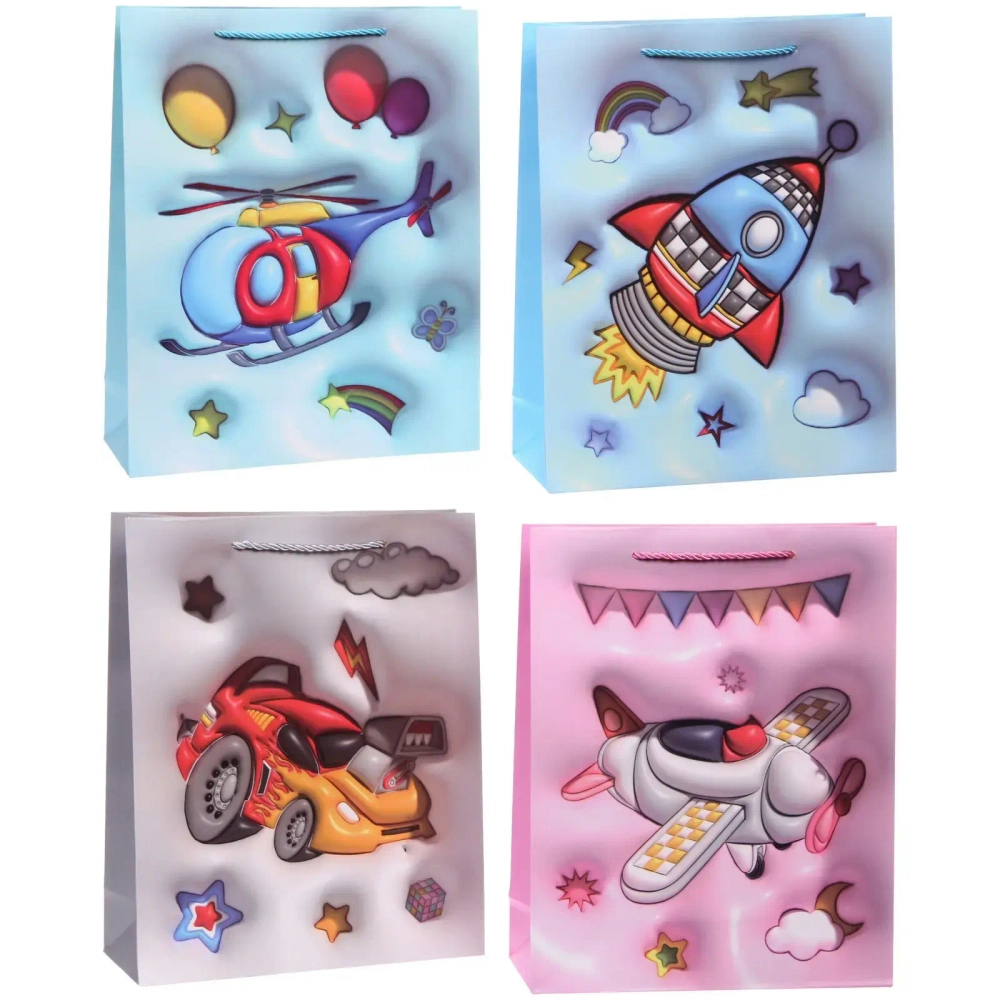 Пакет подарочный «Самолет» 26*32*10 см, микс