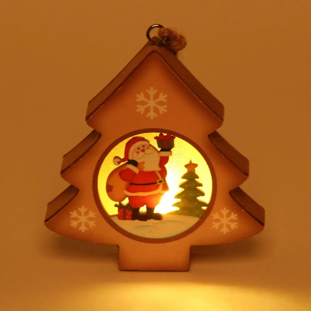 Украшение новогоднее подвесное с подсветкой «Домик в ёлочке» 9,5 см