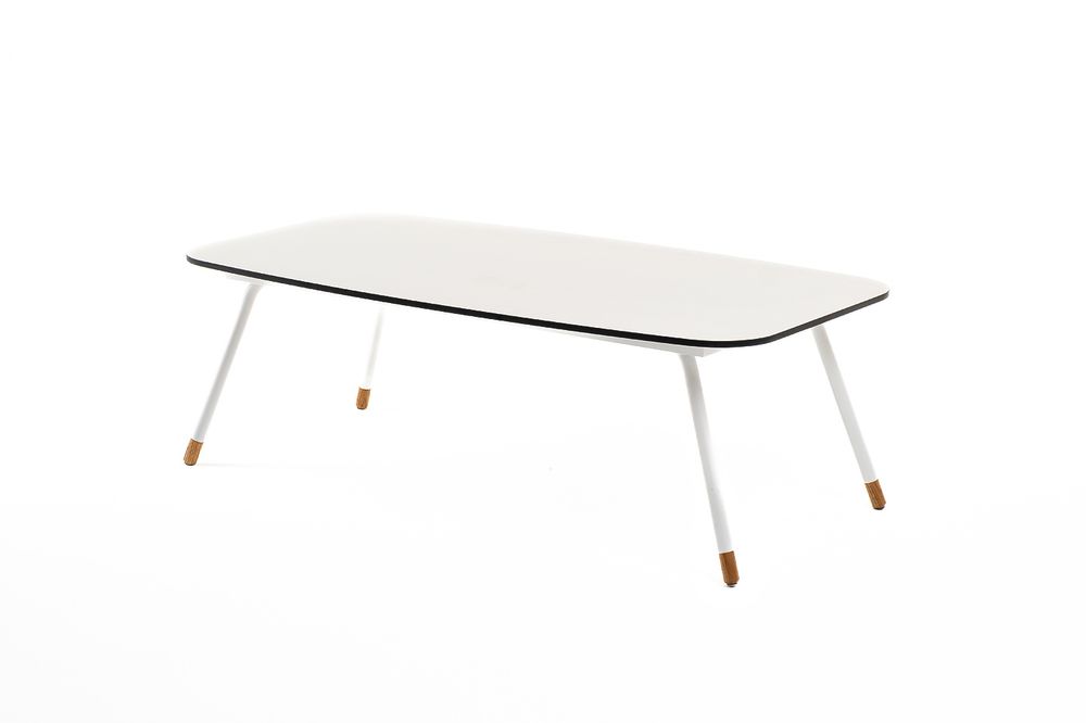 "Верона" журнальный стол из HPL 120х65, H40, каркас белый муар, цвет столешницы "молочный"