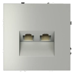 Розетка компьютерная встраиваемая VOLTUM S70 двойная RJ45+RJ45 кат.6, (сталь)