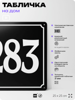 Адресная табличка с номером дома 283, на фасад и забор, черная, 25х25 см, Айдентика Технолоджи