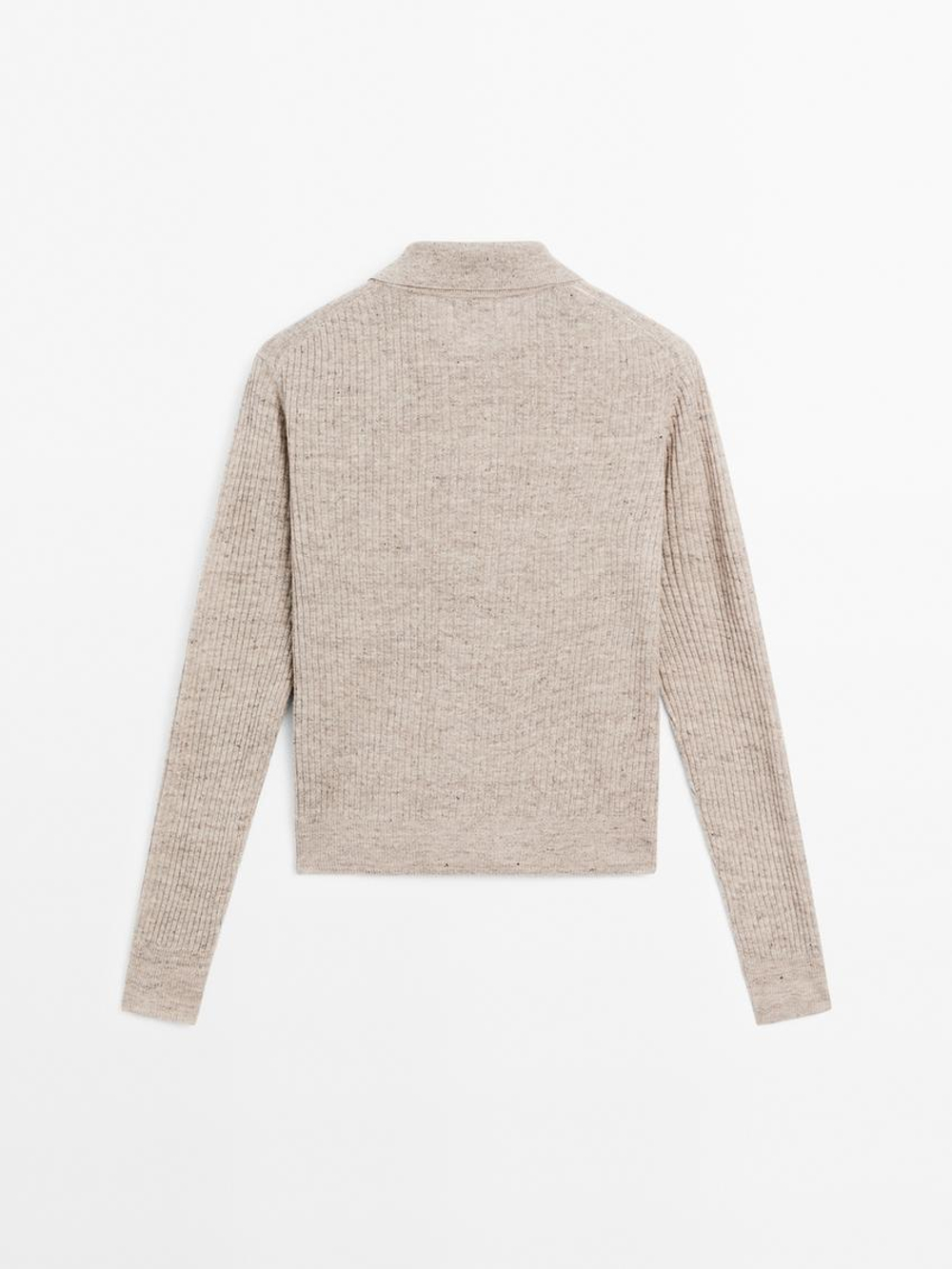 Massimo Dutti Кардиган из смесового льна с меланжевым узором, серый