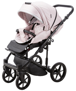 Детская коляска Adamex Rimini Deluxe 2 в 1 RI245 РОЗОВ.КОЖА+ СЕРЕБР.ОТДЕЛКА