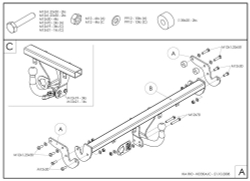 Фаркоп оцинкованный Galia K033A для Kia Rio II хетчбек 5 дверей 2005-2011(паспорт и сертификат в комплекте)(без электрики)