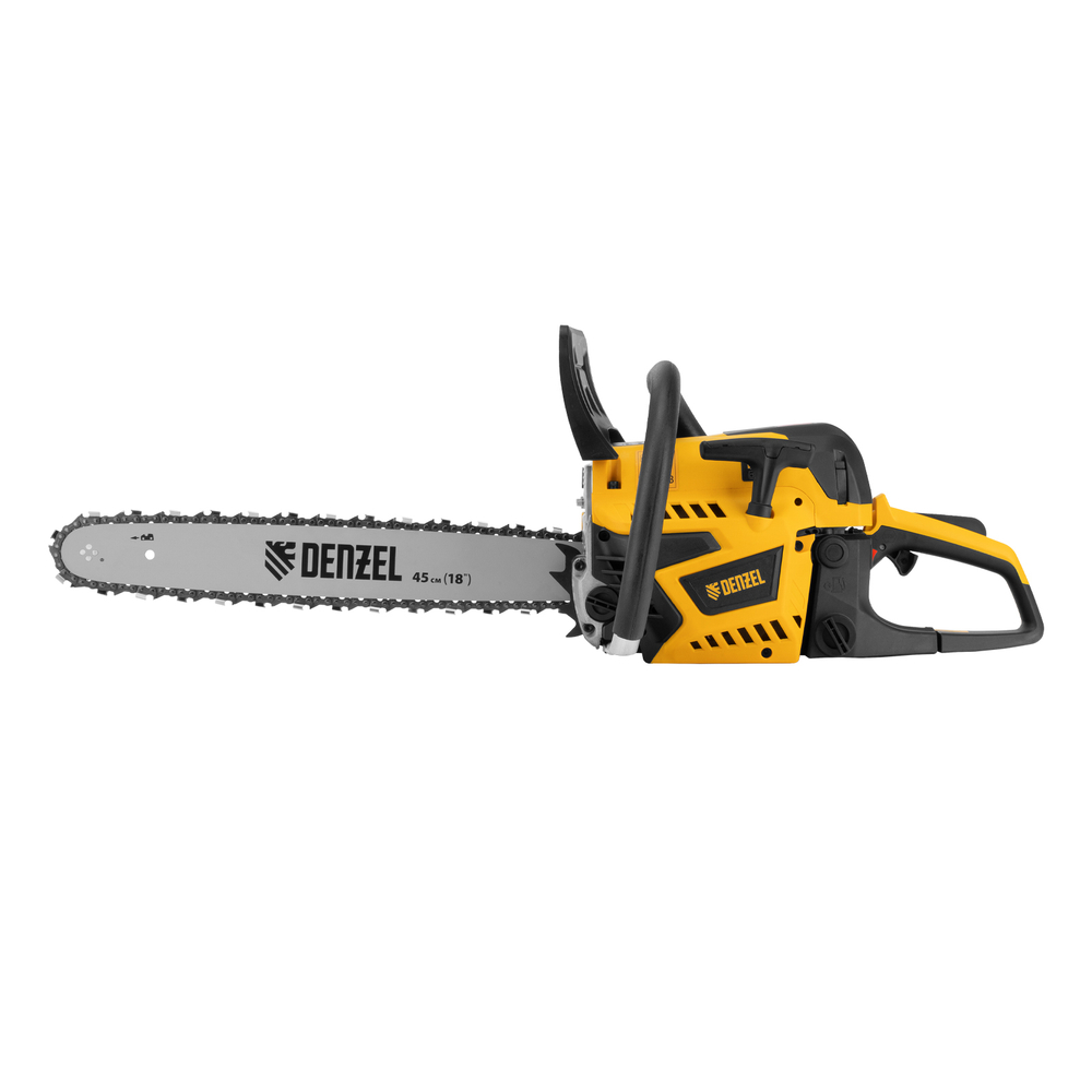 Пила цепная бензиновая DS-5218, шина 45 см, 52 см3, 3 л.с, шаг 0,325, паз 1,5 мм, 72 звена Denzel