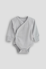 Боди с длинным рукавом с запахом, Серый